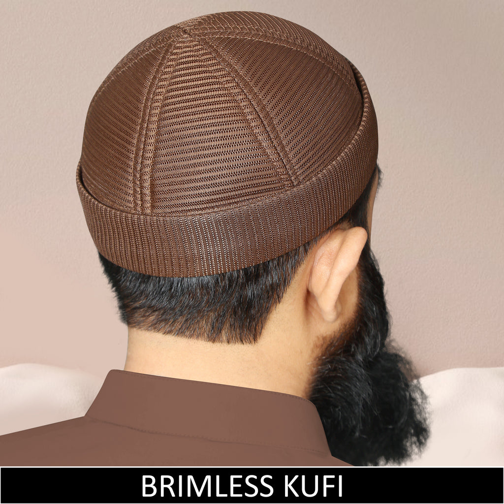 Brimless Mesh Koofi – Premium Islamic Namaz Koofi Topi for Men Breathable Prayer Cap