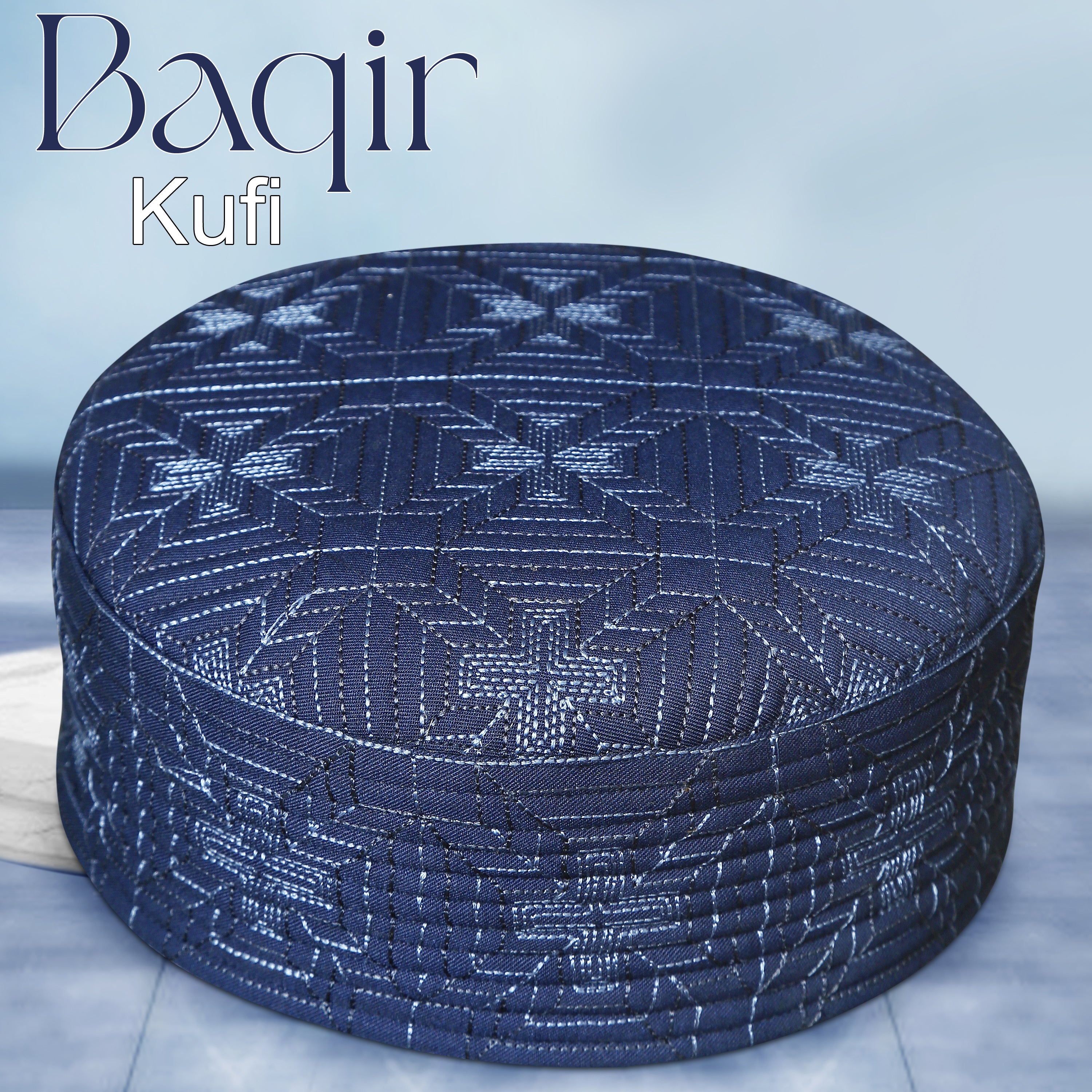 Bin Fiaz Baqir Premium Embroidered Hard Kufi Hat - Luxurious Islamic Cap for Men