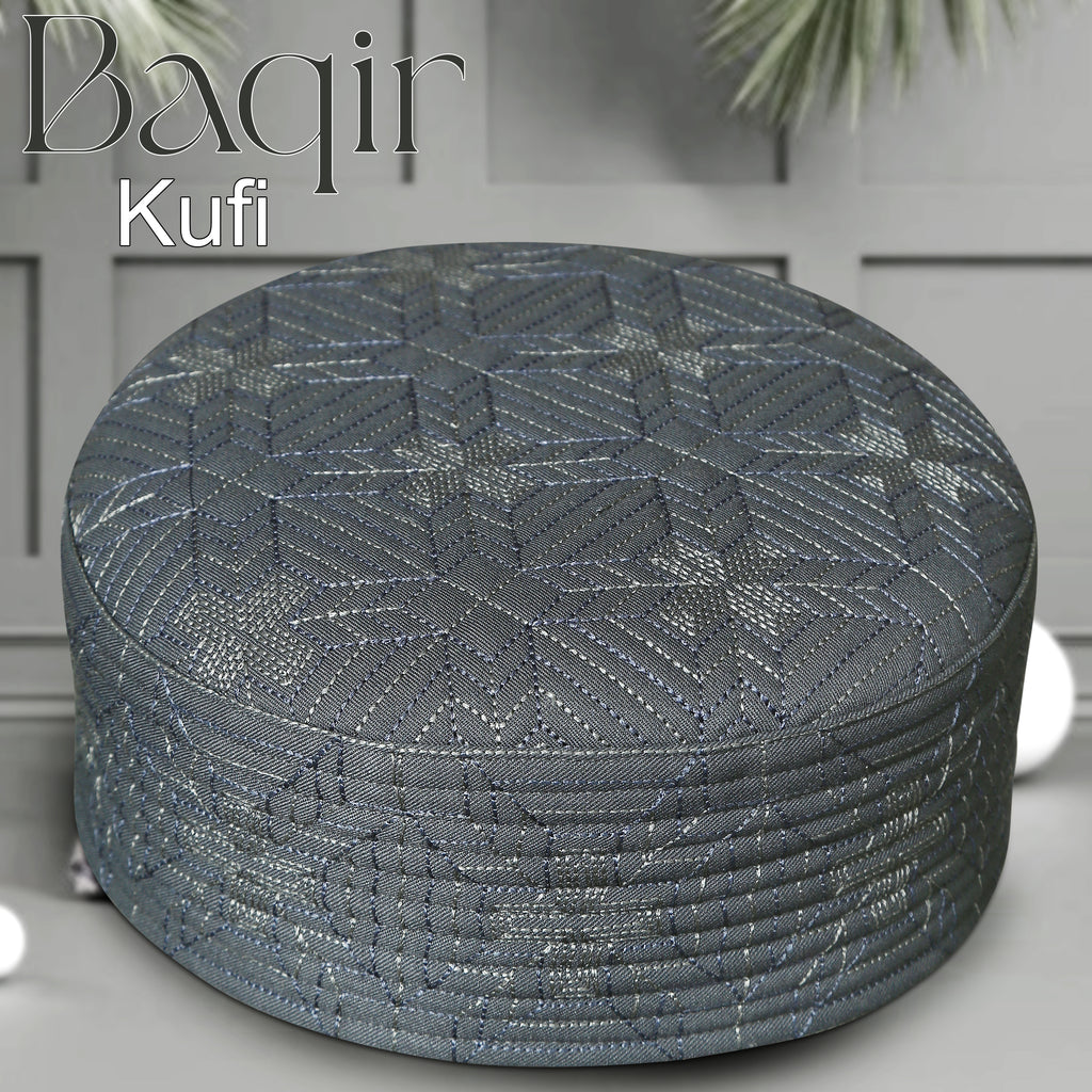 Bin Fiaz Baqir Premium Embroidered Hard Kufi Hat - Luxurious Islamic Cap for Men