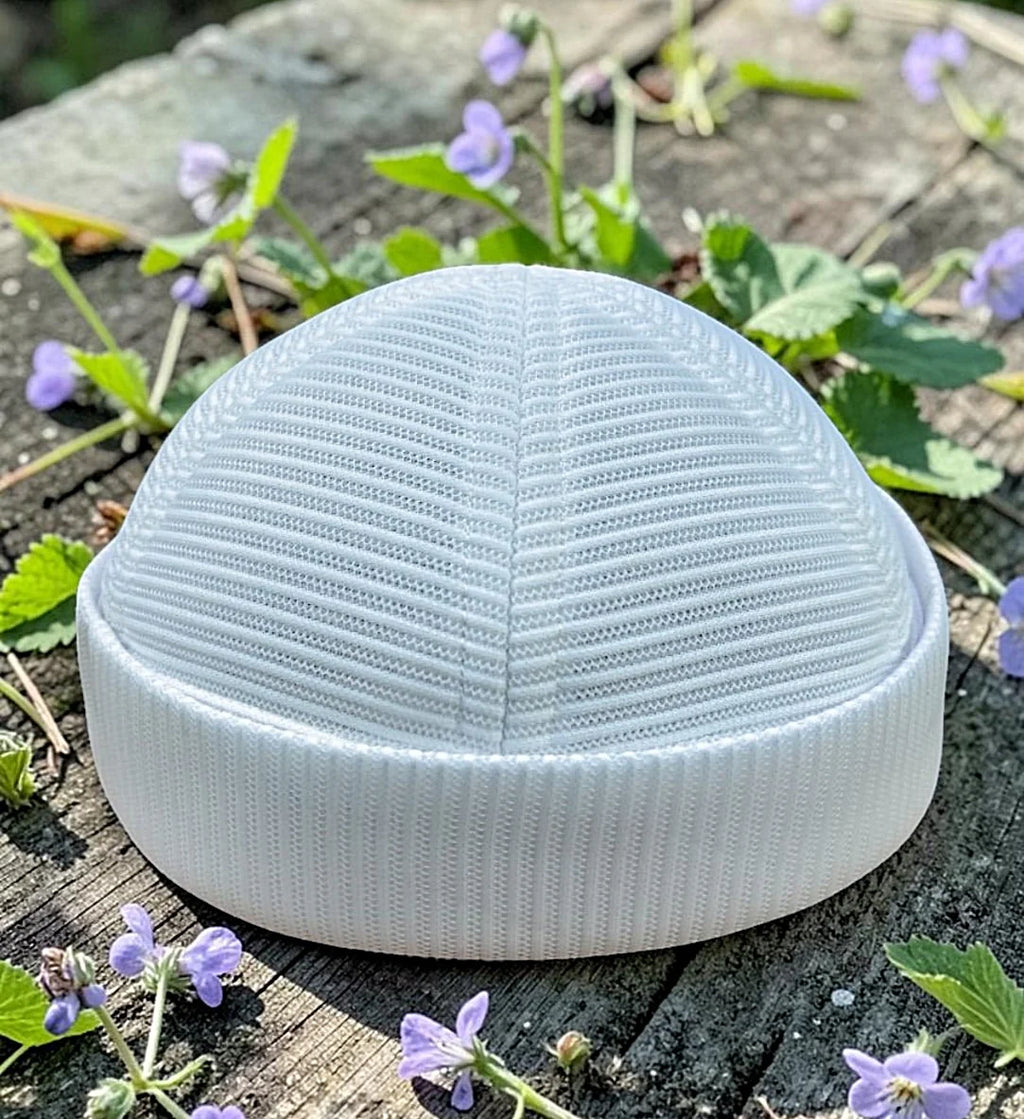 Brimless Mesh Koofi – Premium Islamic Namaz Koofi Topi for Men Breathable Prayer Cap