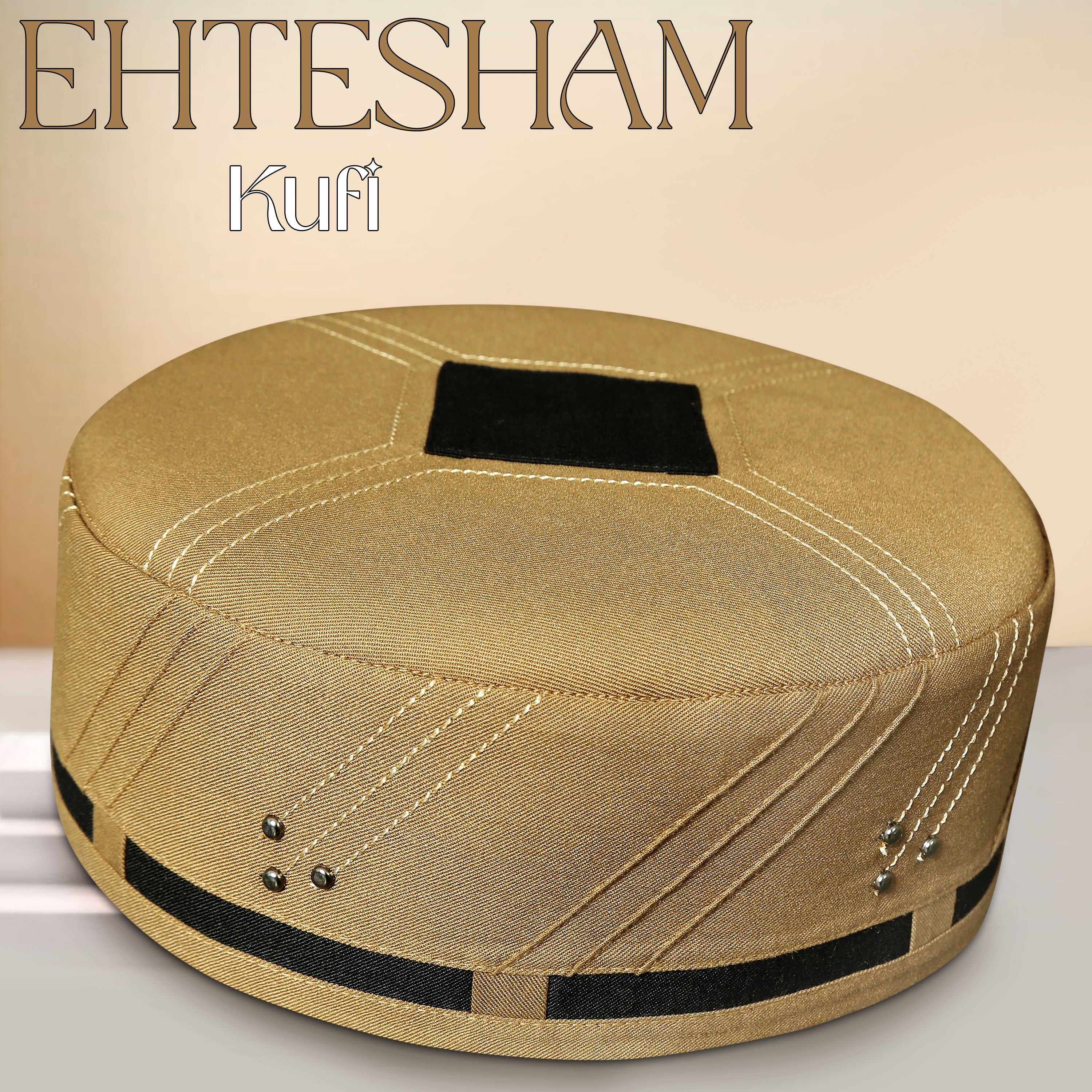 Bin Fiaz EHTESHAM Premium Traditional Kufi Hat - Handmade Muslim Prayer Topi for Men