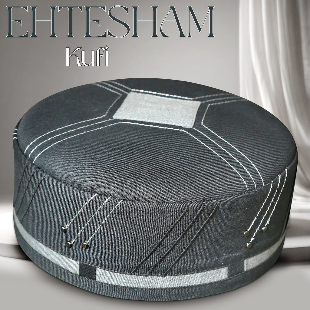 Bin Fiaz EHTESHAM Premium Traditional Kufi Hat - Handmade Muslim Prayer Topi for Men