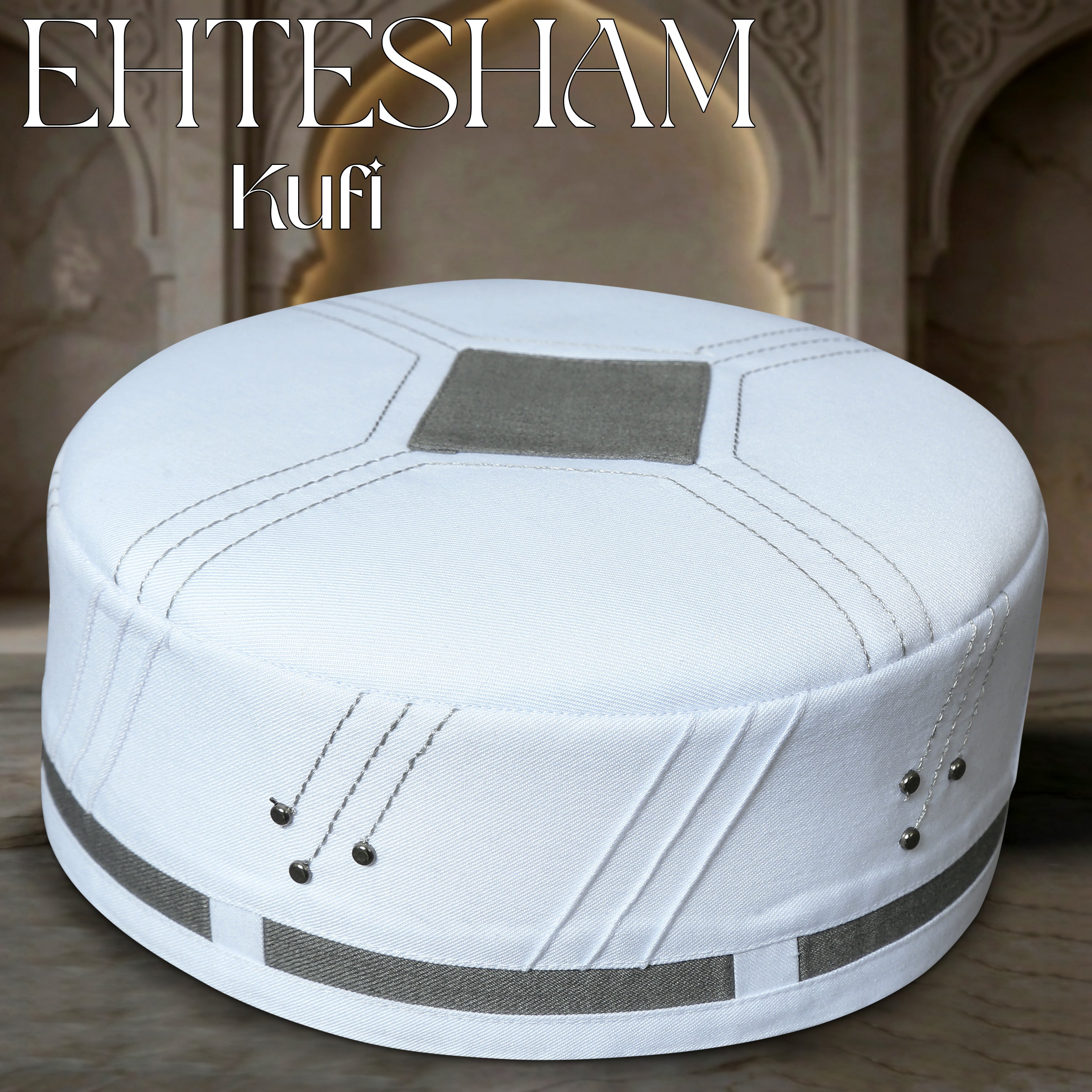 Bin Fiaz EHTESHAM Premium Traditional Kufi Hat - Handmade Muslim Prayer Topi for Men
