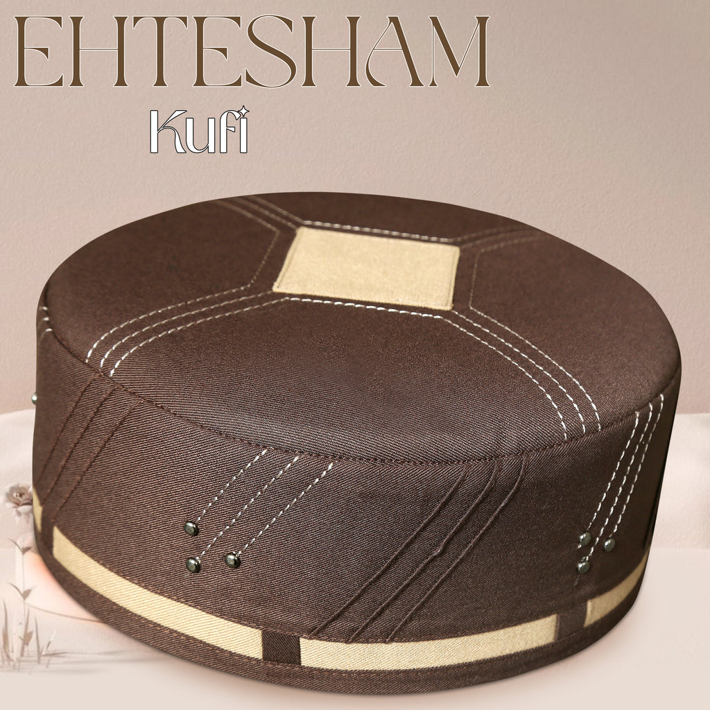 Bin Fiaz EHTESHAM Premium Traditional Kufi Hat - Handmade Muslim Prayer Topi for Men