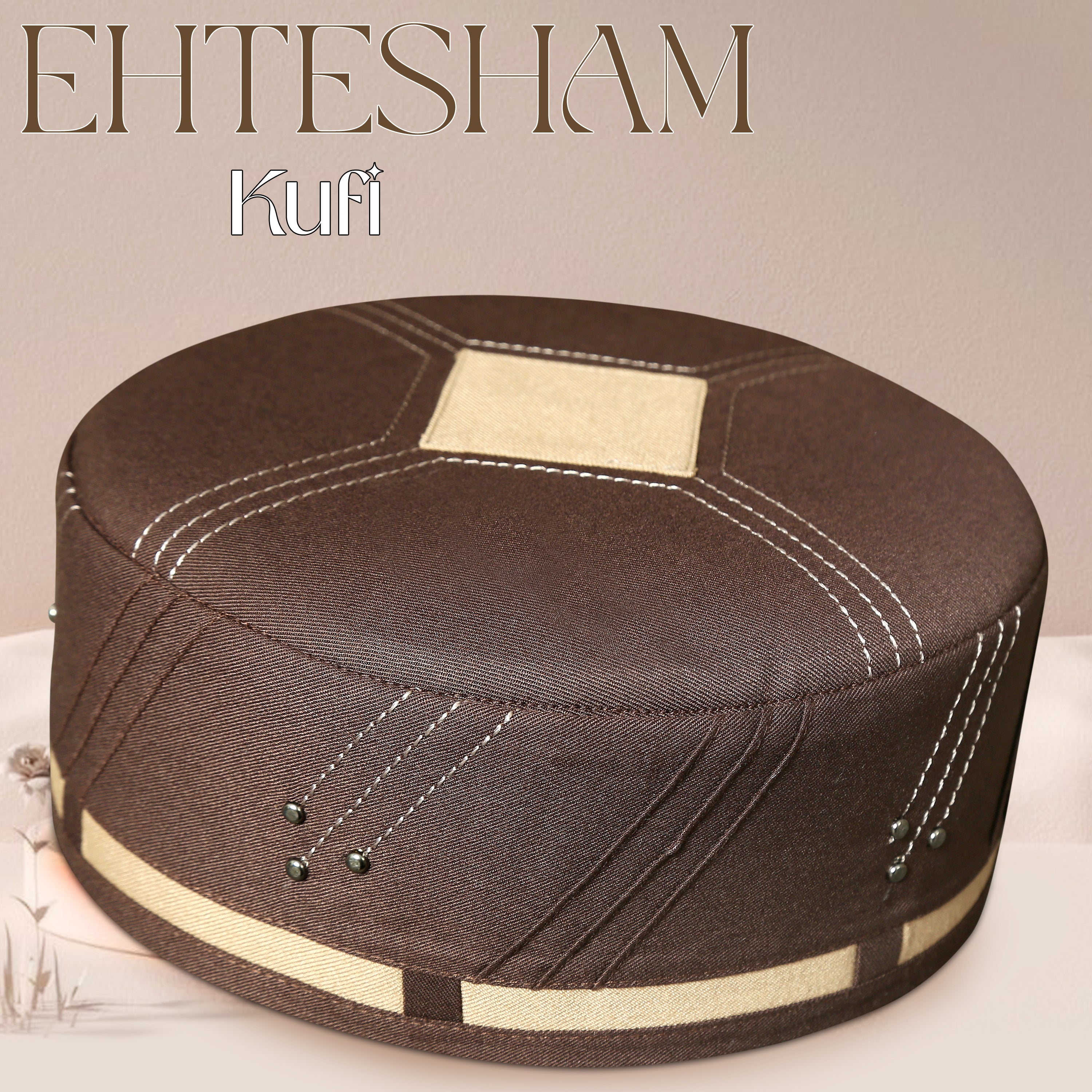 Bin Fiaz EHTESHAM Premium Traditional Kufi Hat - Handmade Muslim Prayer Topi for Men