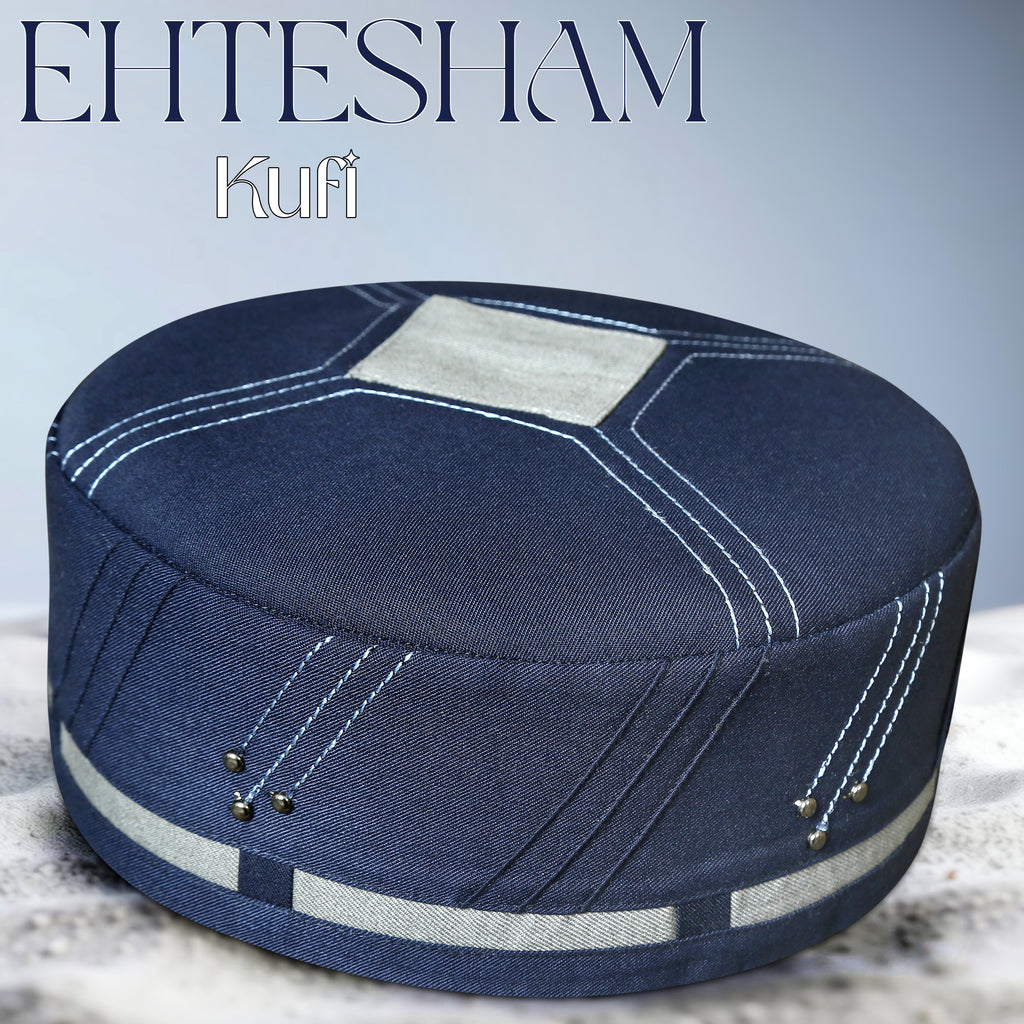 Bin Fiaz EHTESHAM Premium Traditional Kufi Hat - Handmade Muslim Prayer Topi for Men