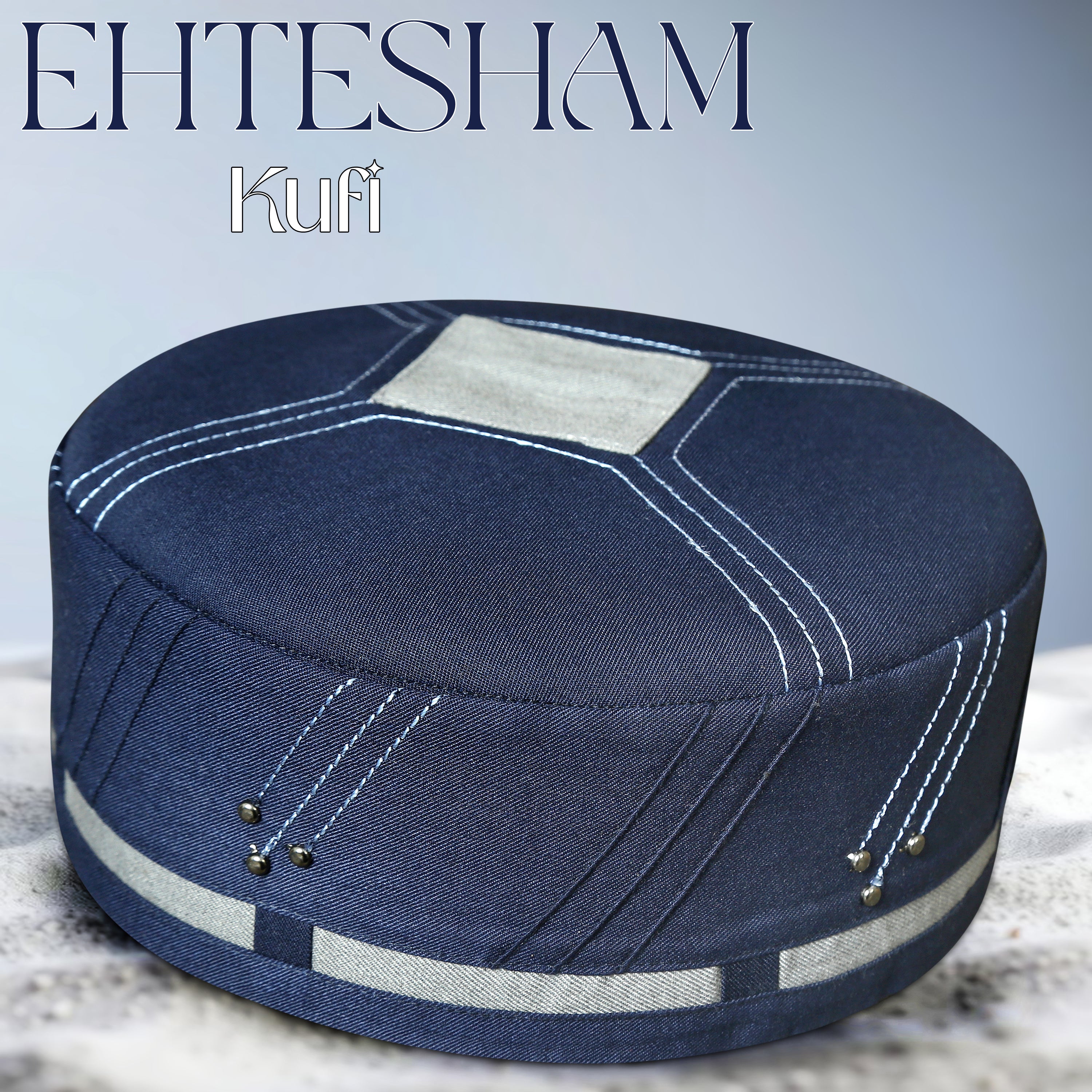 Bin Fiaz EHTESHAM Premium Traditional Kufi Hat - Handmade Muslim Prayer Topi for Men