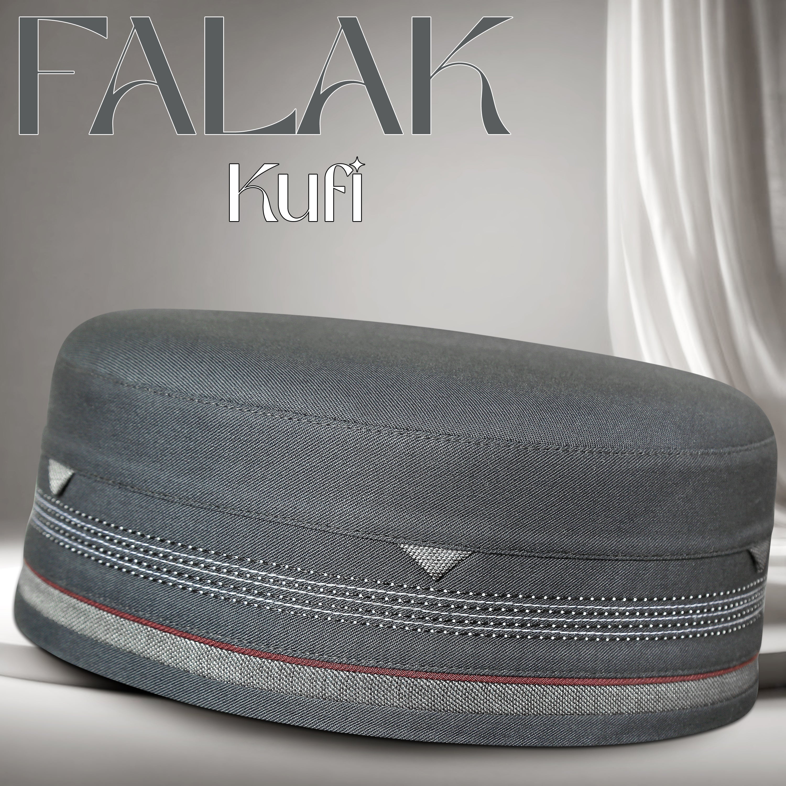 Falak Kufi Islamic Prayer Cap For Men Premium Polyester Cotton Muslim Cap High Quality Salah Topi