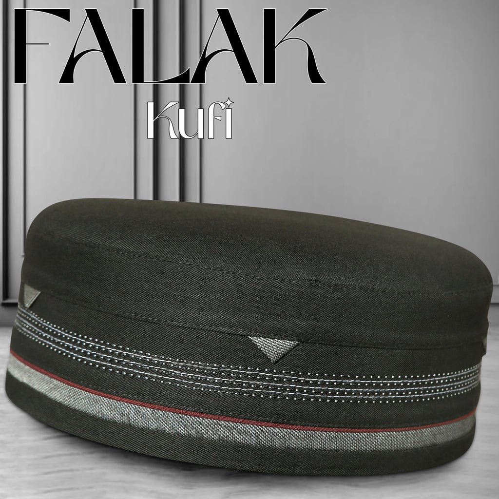 Falak Kufi Islamic Prayer Cap For Men Premium Polyester Cotton Muslim Cap High Quality Salah Topi