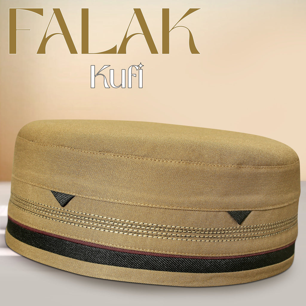 Falak Kufi Islamic Prayer Cap For Men Premium Polyester Cotton Muslim Cap High Quality Salah Topi