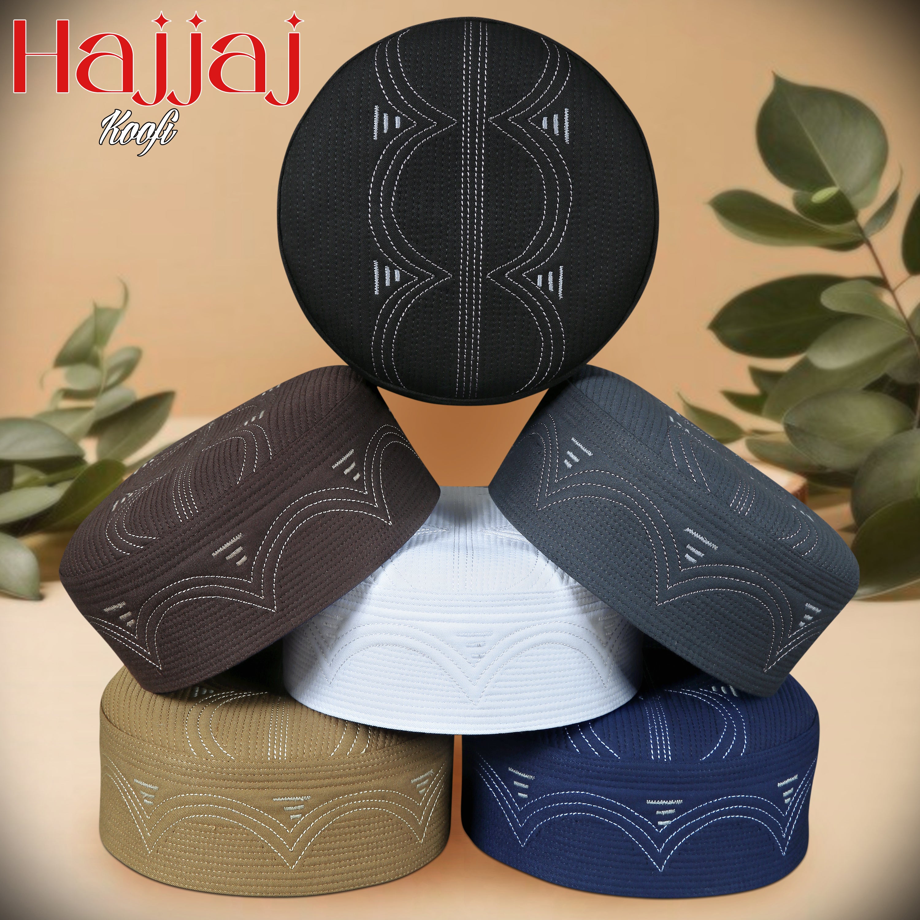Bin Fiaz Hajjaj Premium Structured Kufi Hat - Royal Muslim Men’s Prayer Cap