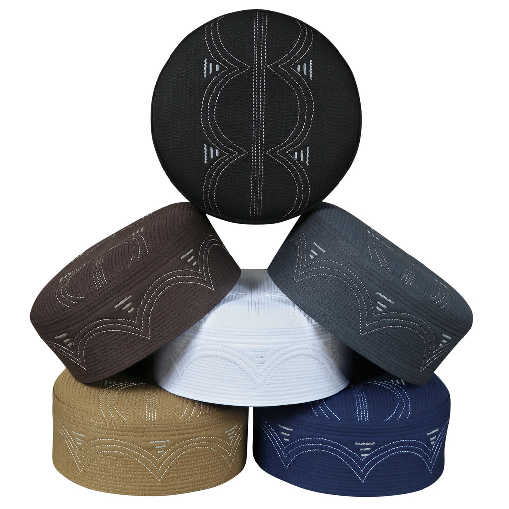 Bin Fiaz Hajjaj Premium Structured Kufi Hat - Royal Muslim Men’s Prayer Cap