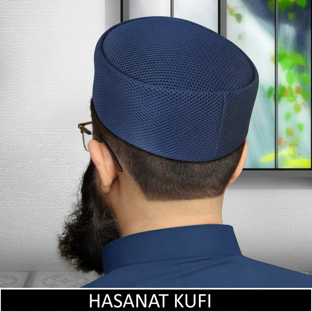 Hasanat Muslim Prayer Kufi for Men - Premium Islamic Salah Cap | Soft & Comfortable Daily Namaz Topi