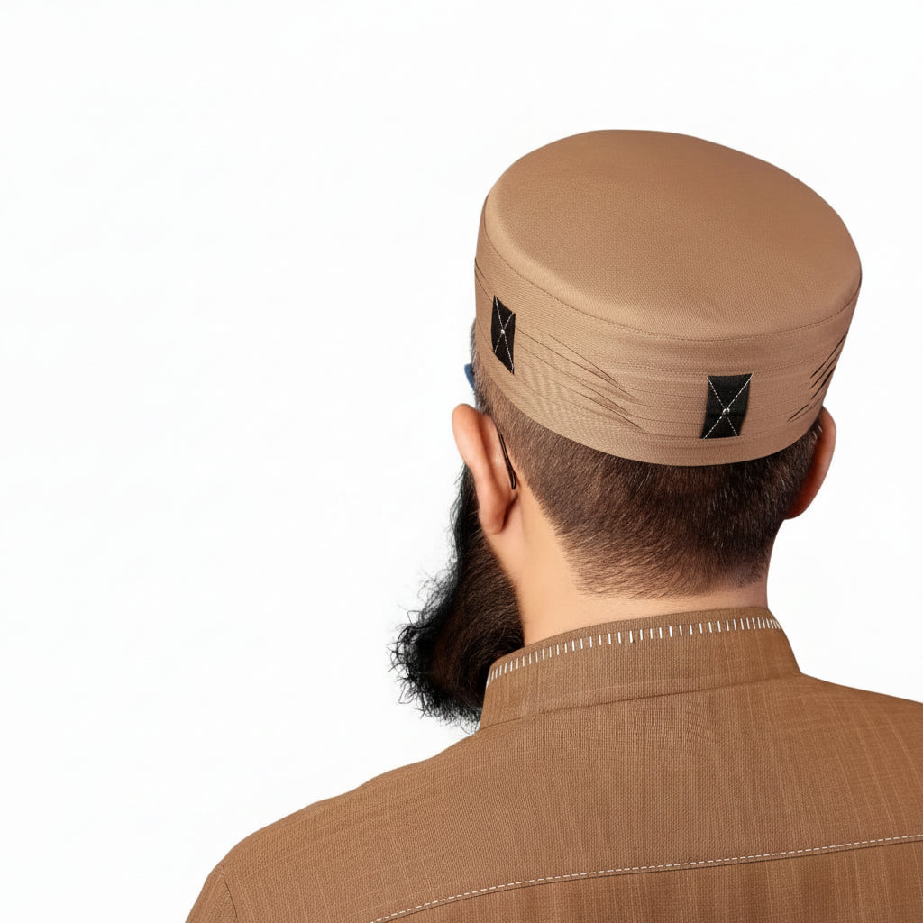 Bin Fiaz Hashaam Premium Structured Kufi Hat - Best Islamic Prayer Cap for Men