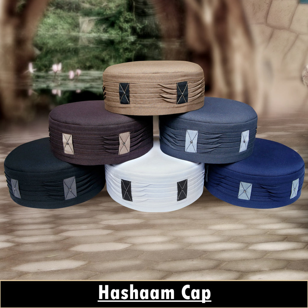 Bin Fiaz Hashaam Premium Structured Kufi Hat - Best Islamic Prayer Cap for Men