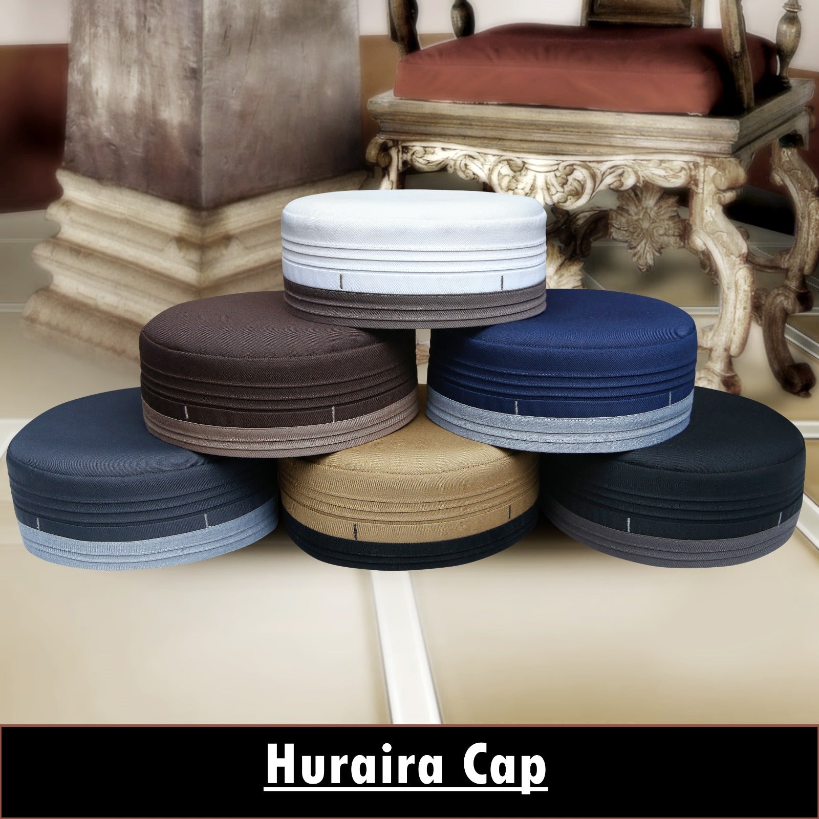 Bin Fiaz Huraira Premium Structured Kufi Hat-| Best Islamic Hat for Men