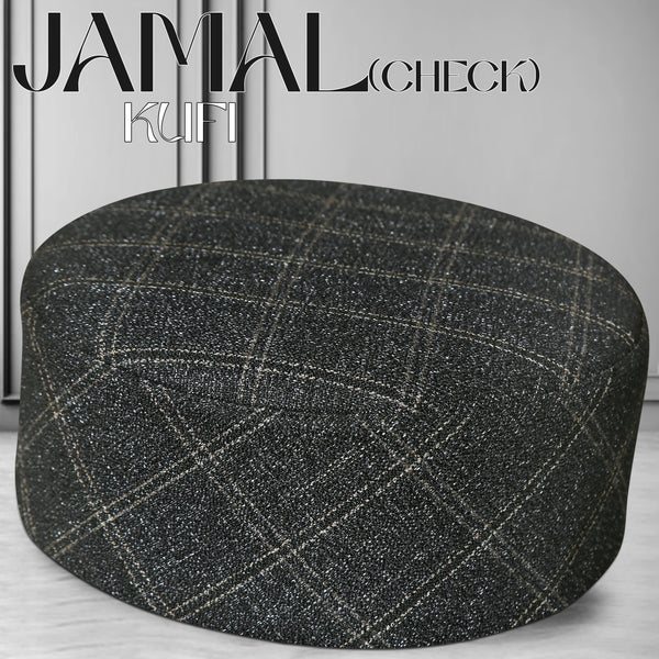 Bin Fiaz Jamal Check Premium Structured Kufi - Printed Check Design Islamic Prayer Cap