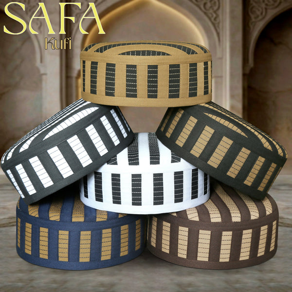 Safa Premium Polyester Cotton Kufi Hat - High Quality Islamic Prayer Cap & Salah Topi for Men