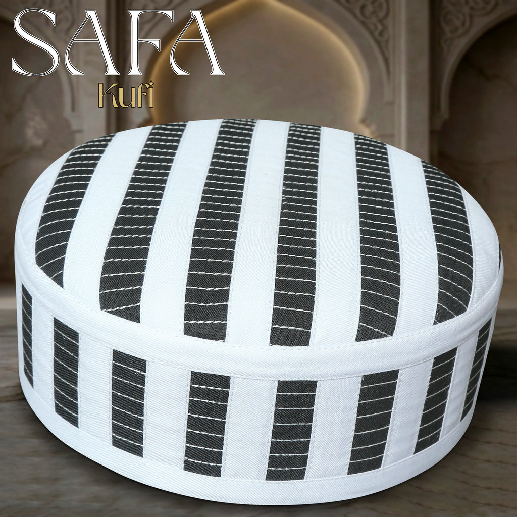 Safa Premium Polyester Cotton Kufi Hat - High Quality Islamic Prayer Cap & Salah Topi for Men