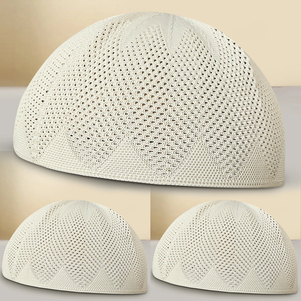 Turkey Knitted Kufi Cap (Pack of 3) – Premium Lightweight Turkish Style Islamic Cap