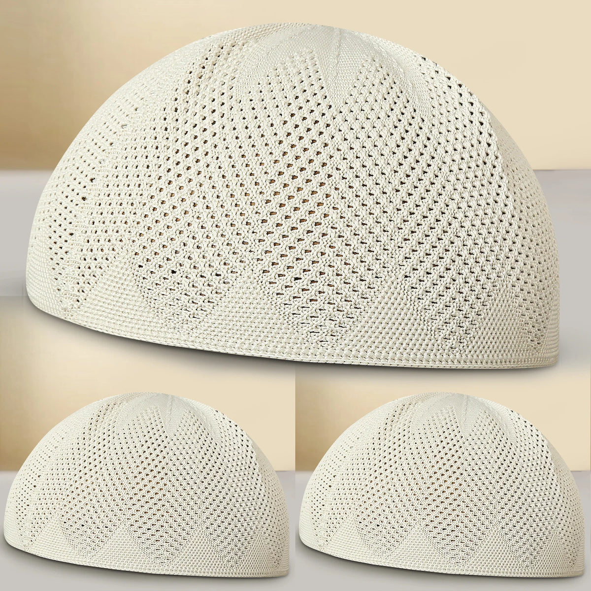 Turkey Knitted Kufi Cap (Pack of 3) – Premium Lightweight Turkish Style Islamic Cap