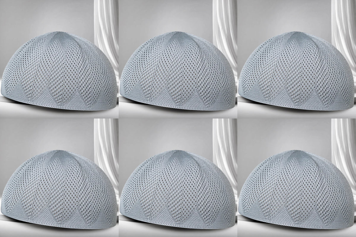 Turkey Knitted Kufi Cap (Pack of 6) – Premium Lightweight Turkish Style Islamic Cap