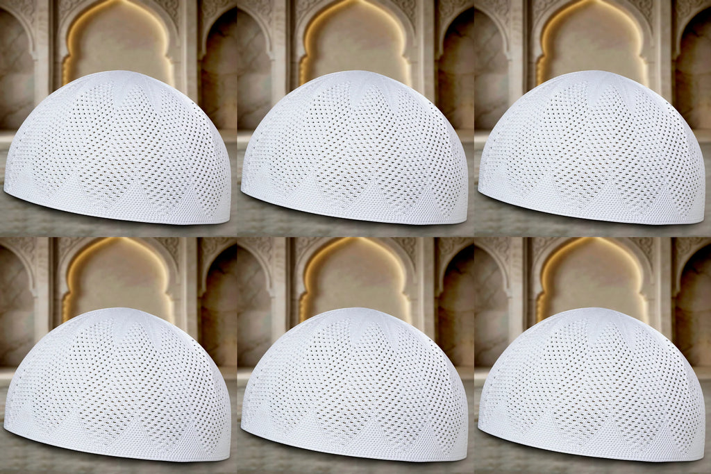 Turkey Knitted Kufi Cap (Pack of 6) – Premium Lightweight Turkish Style Islamic Cap