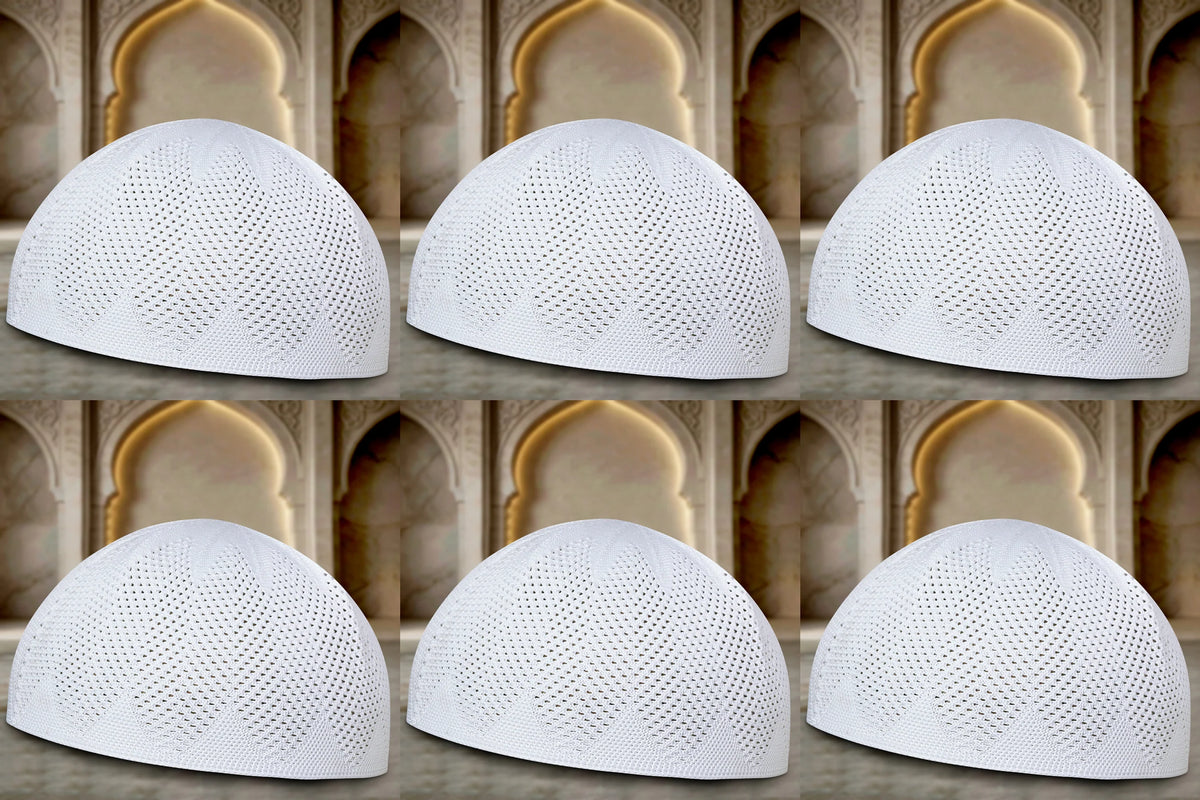 Turkey Knitted Kufi Cap (Pack of 6) – Premium Lightweight Turkish Style Islamic Cap