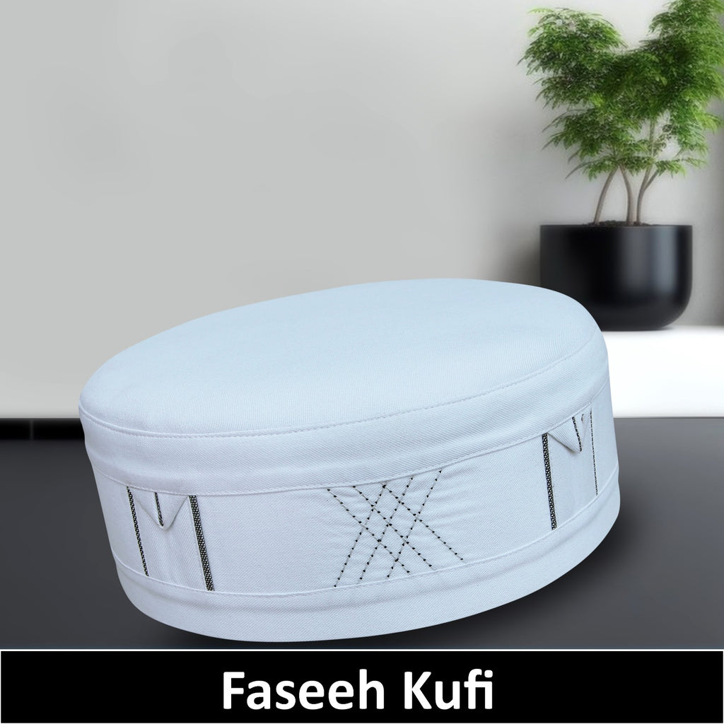 Bin Fiaz Faseeh Premium Prayer Kufi Hat | Executive Islamic Cap for Salah