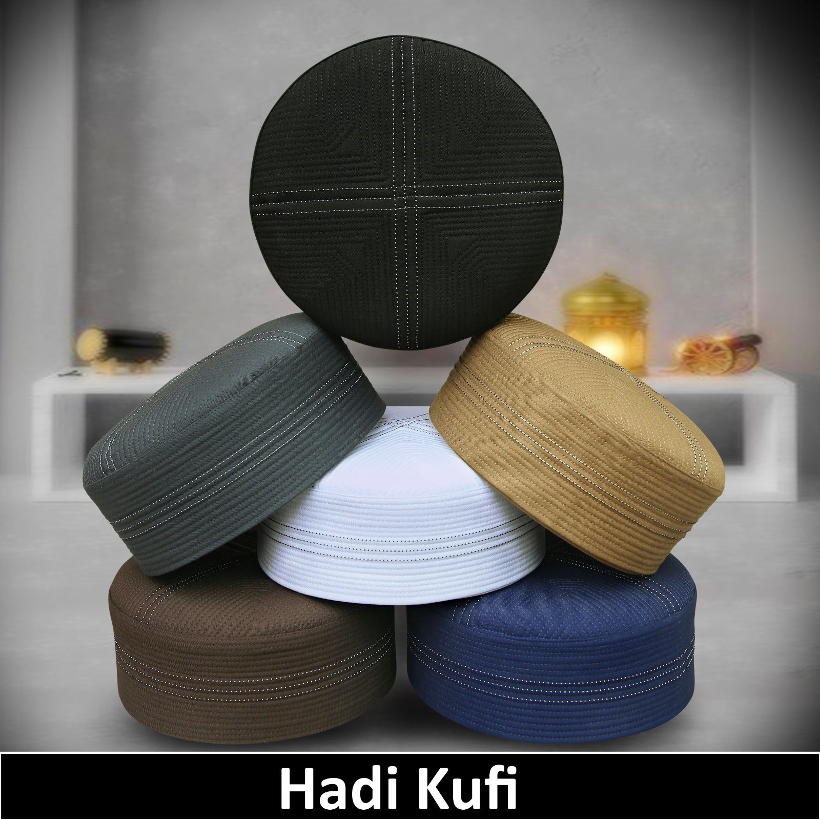Bin Fiaz Hadi Premium Traditional Kufi Hat - Islamic Prayer Cap for Men's Headwear