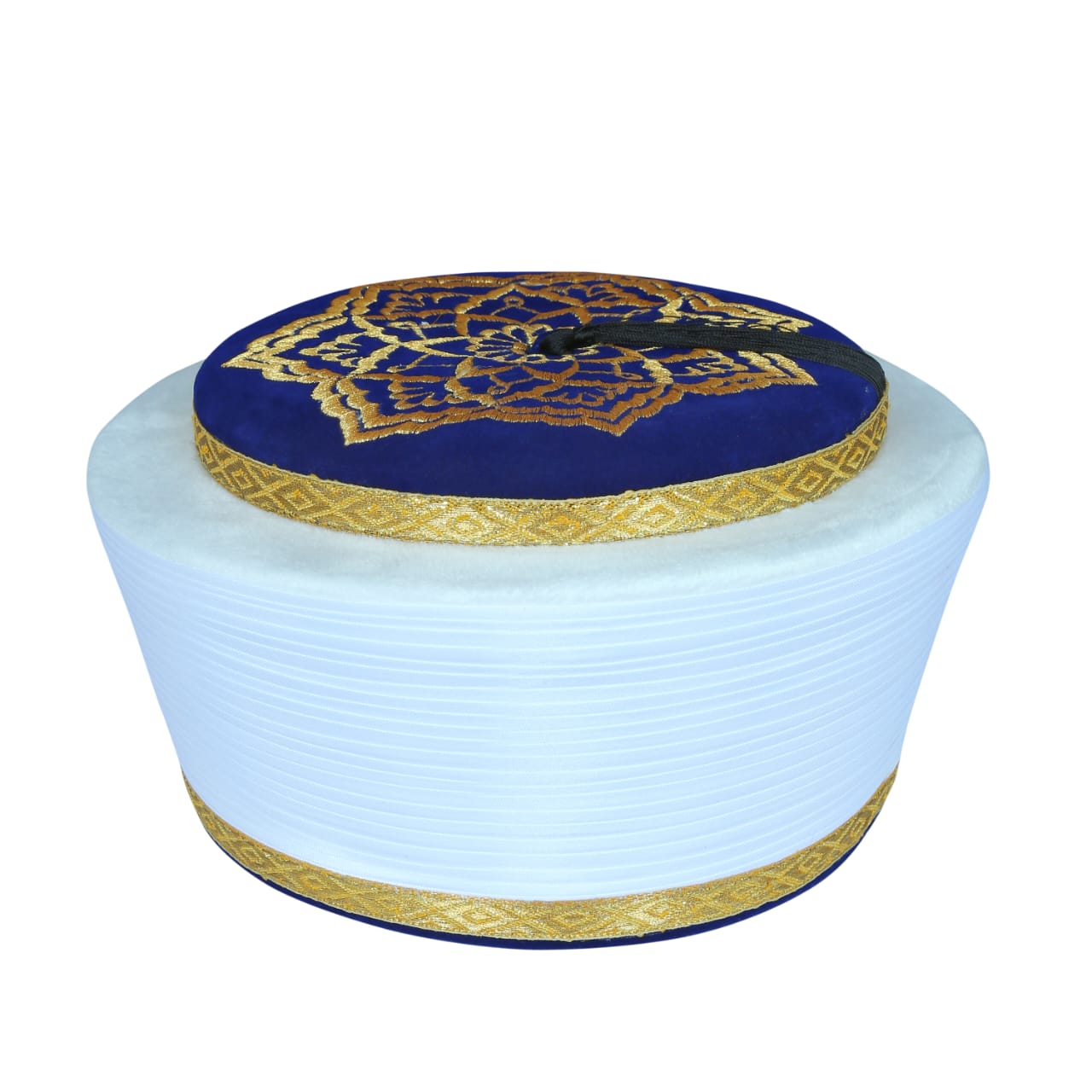 Premium Hand-Finished Islamic Headwear – Traditional Sufi Style in Navy & Gold