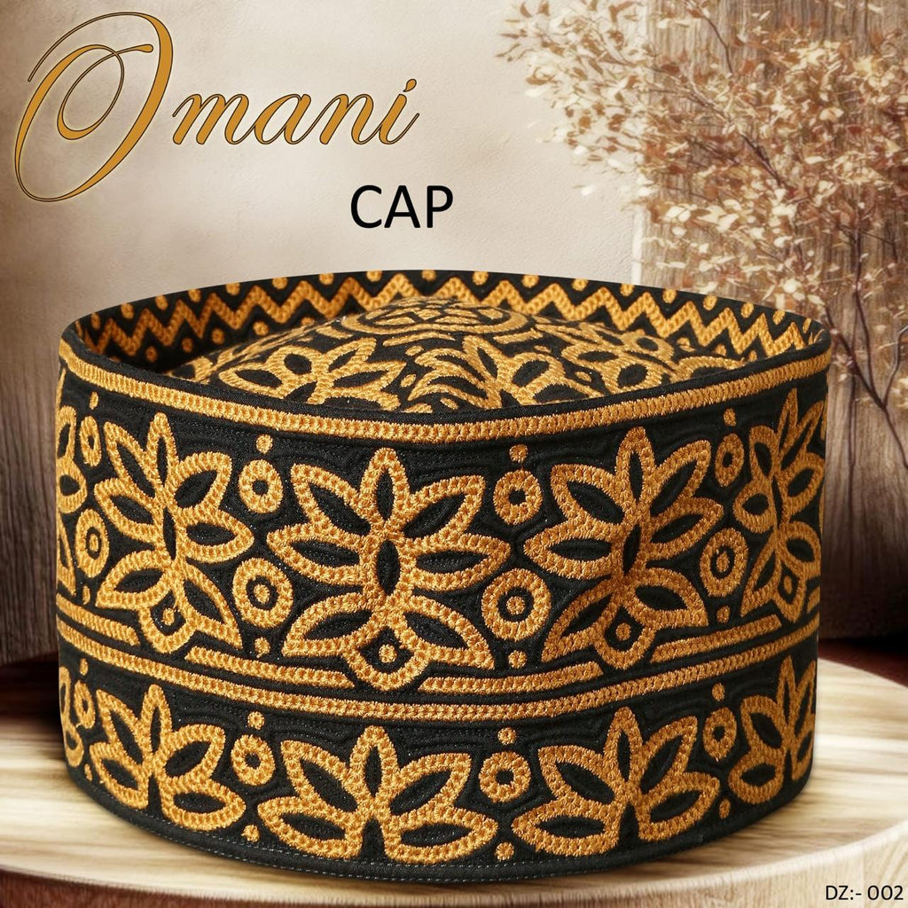 Premium Omani Cap, Original Muscati Style Prayer Kufi for Men