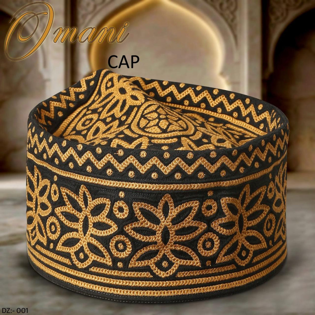 Premium Omani Cap, Original Muscati Style Prayer Kufi for Men