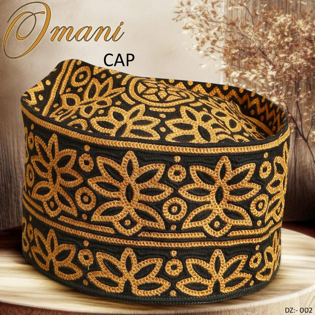 Premium Omani Cap, Original Muscati Style Prayer Kufi for Men