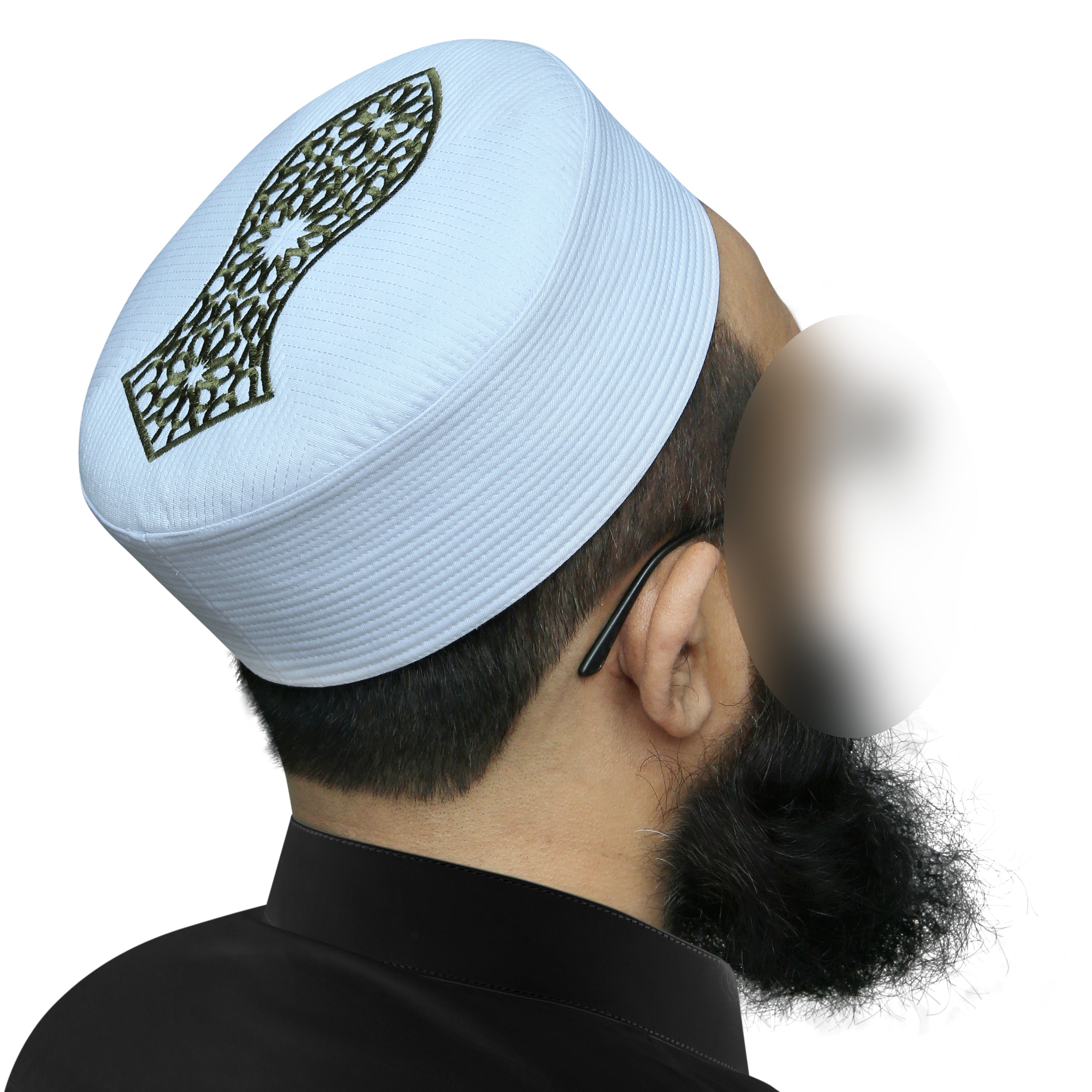 Bin Fiaz Elegance Embroidered Nalain Pak Kufi Hat - Traditional Islamic Prayer Cap for Men