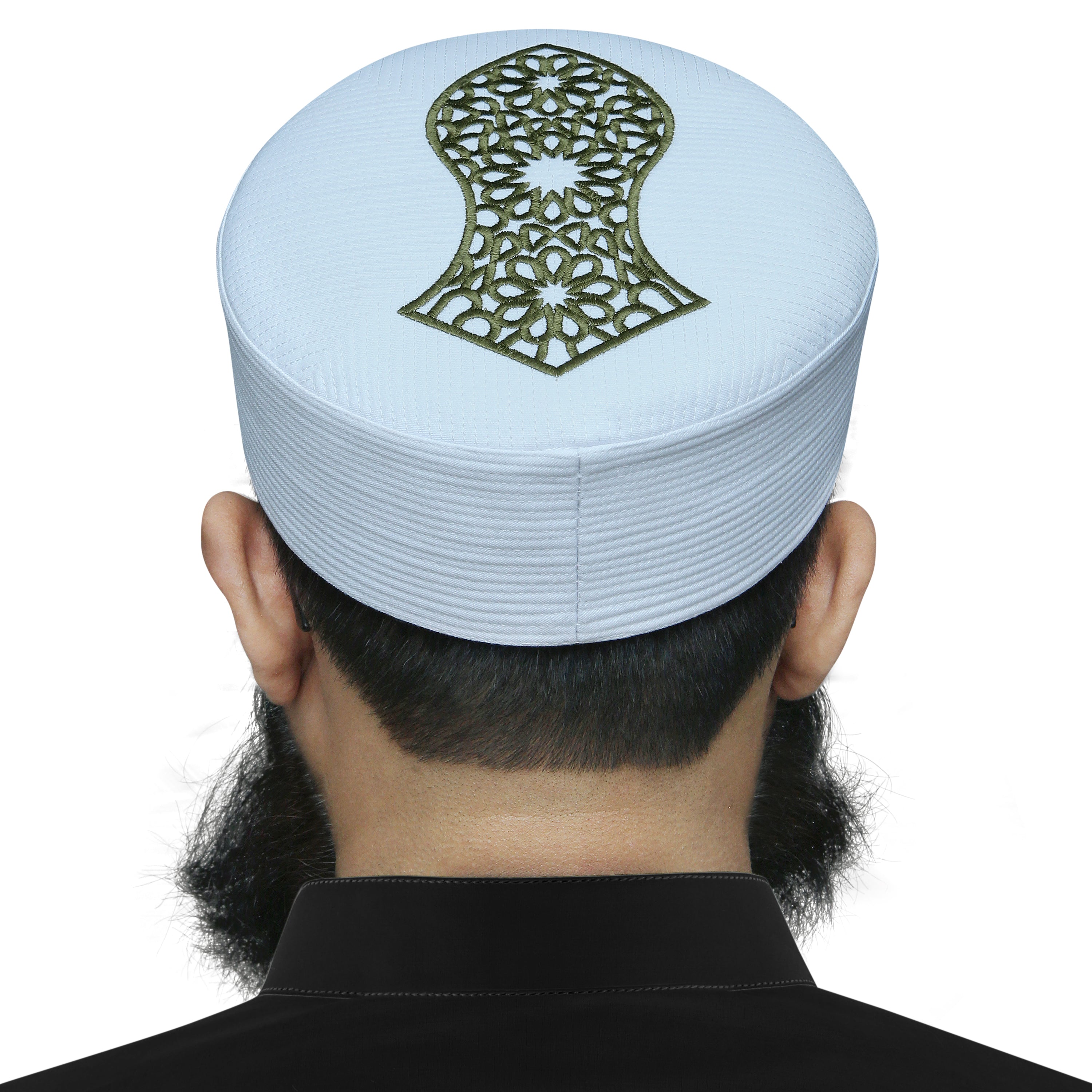 Bin Fiaz Elegance Embroidered Nalain Pak Kufi Hat - Traditional Islamic Prayer Cap for Men