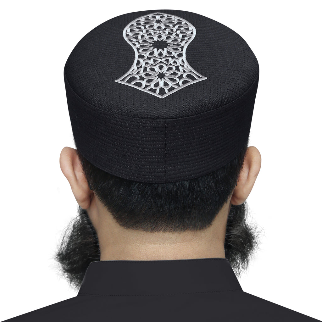 Bin Fiaz Elegance Embroidered Nalain Pak Kufi Hat - Traditional Islamic Prayer Cap for Men