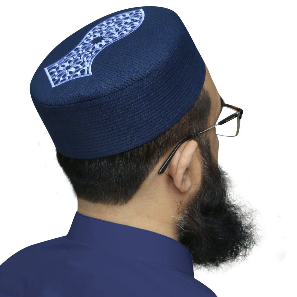 Bin Fiaz Elegance Embroidered Nalain Pak Kufi Hat - Traditional Islamic Prayer Cap for Men