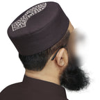 Bin Fiaz Elegance Embroidered Nalain Pak Kufi Hat - Traditional Islamic Prayer Cap for Men