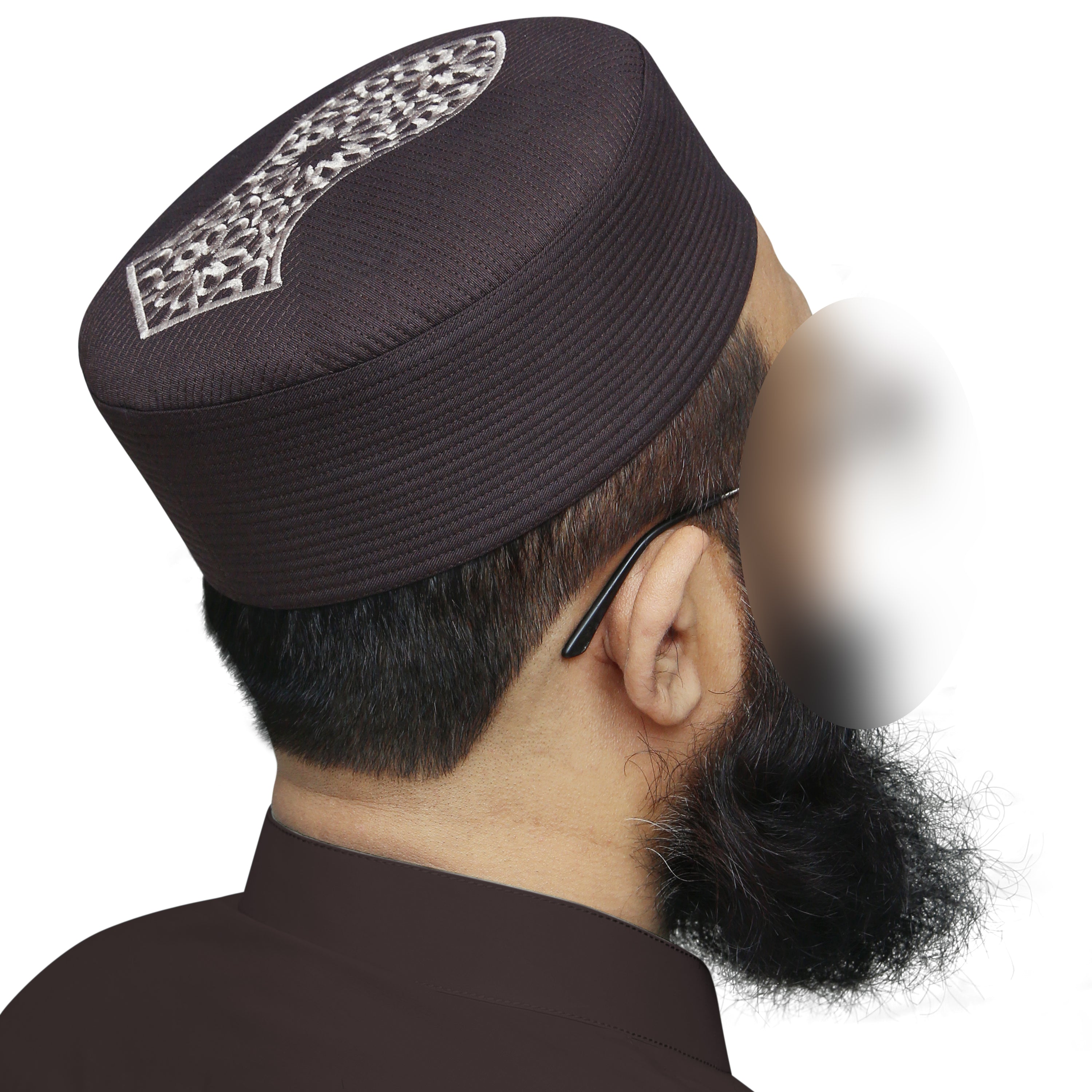 Bin Fiaz Elegance Embroidered Nalain Pak Kufi Hat - Traditional Islamic Prayer Cap for Men
