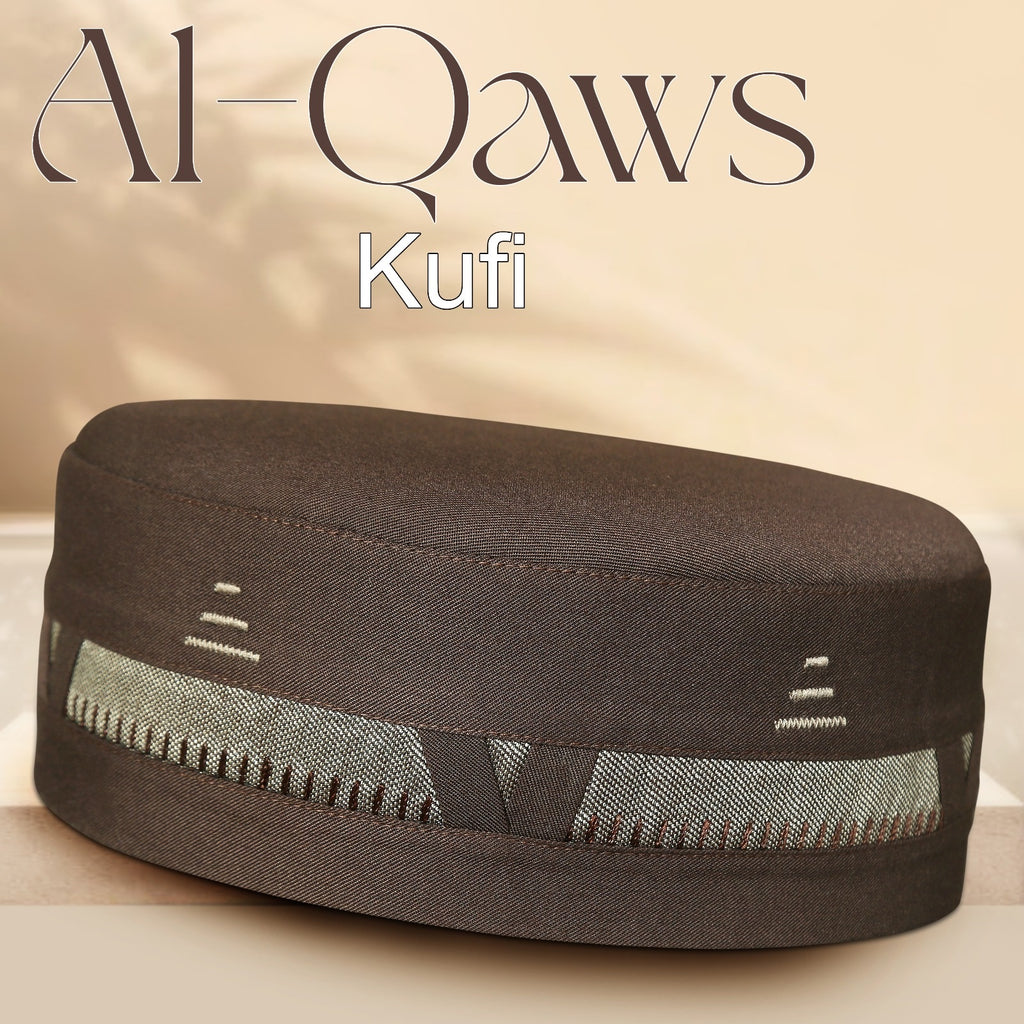Bin Fiaz Al-Qaws Stitched Kufi – Premium Namaz Topi – Premium Islamic Prayer Cap - Premium Stitched Kufi Hat