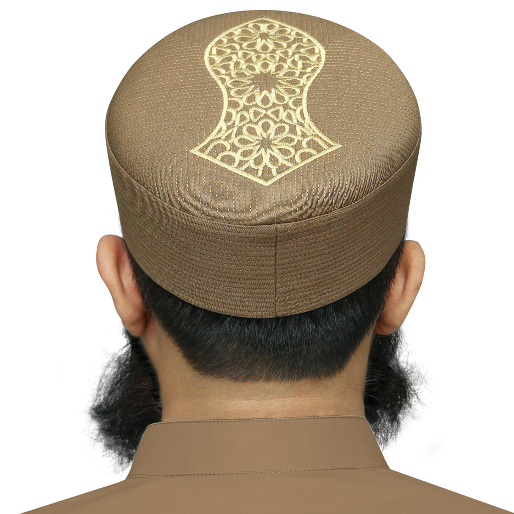 Bin Fiaz Elegance Embroidered Nalain Pak Kufi Hat - Traditional Islamic Prayer Cap for Men