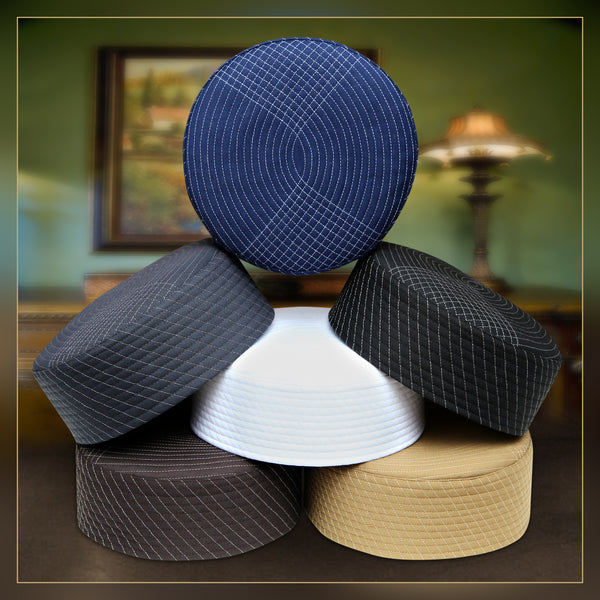 Bin Fiaz Isbagh Premium Structured Kufi Hat - Royal Muslim Men’s Prayer Cap