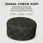 Bin Fiaz Jamal Check Premium Structured Kufi - Printed Check Design Islamic Prayer Cap
