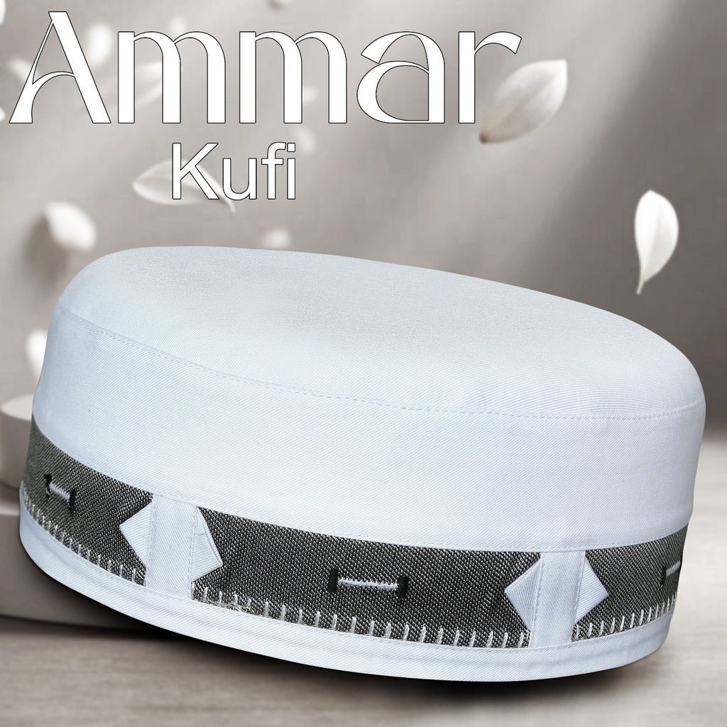 Bin Fiaz Ammar Premium Kufi Hat - Muslim Prayer Kufi for Men - Premium Islamic Salah Cap -  Comfortable Daily Namaz Topi
